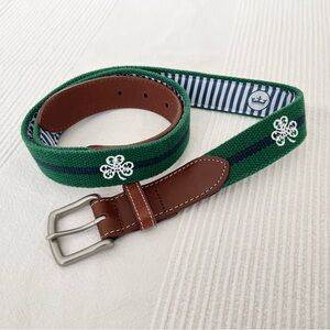 NEW Peter Millar Erin Hills Golf Course Shamrock Belt Size 40 Cotton Leather